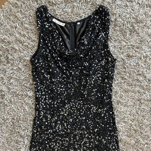 Scala Black Sequin Silk Dress